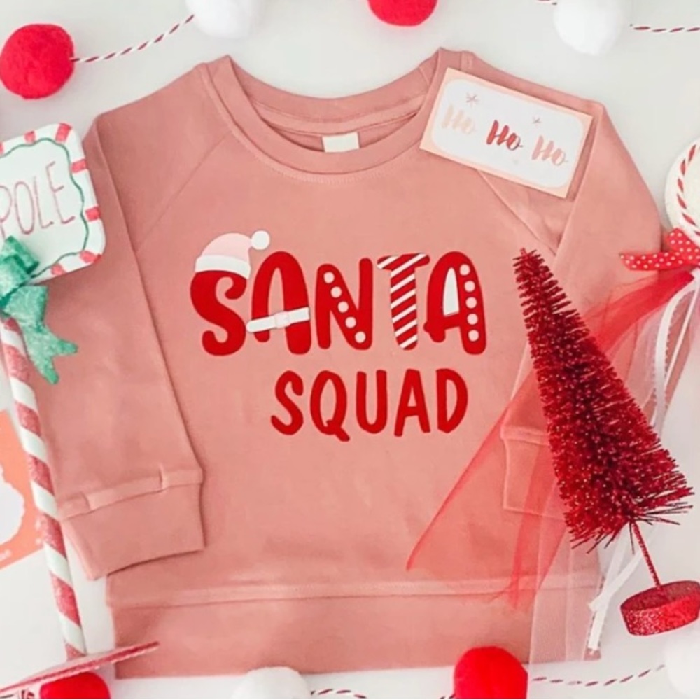 Santa Squad Christmas Long Sleeve Sweatshirt, Toddler Girl 2T 3T 4T NWT